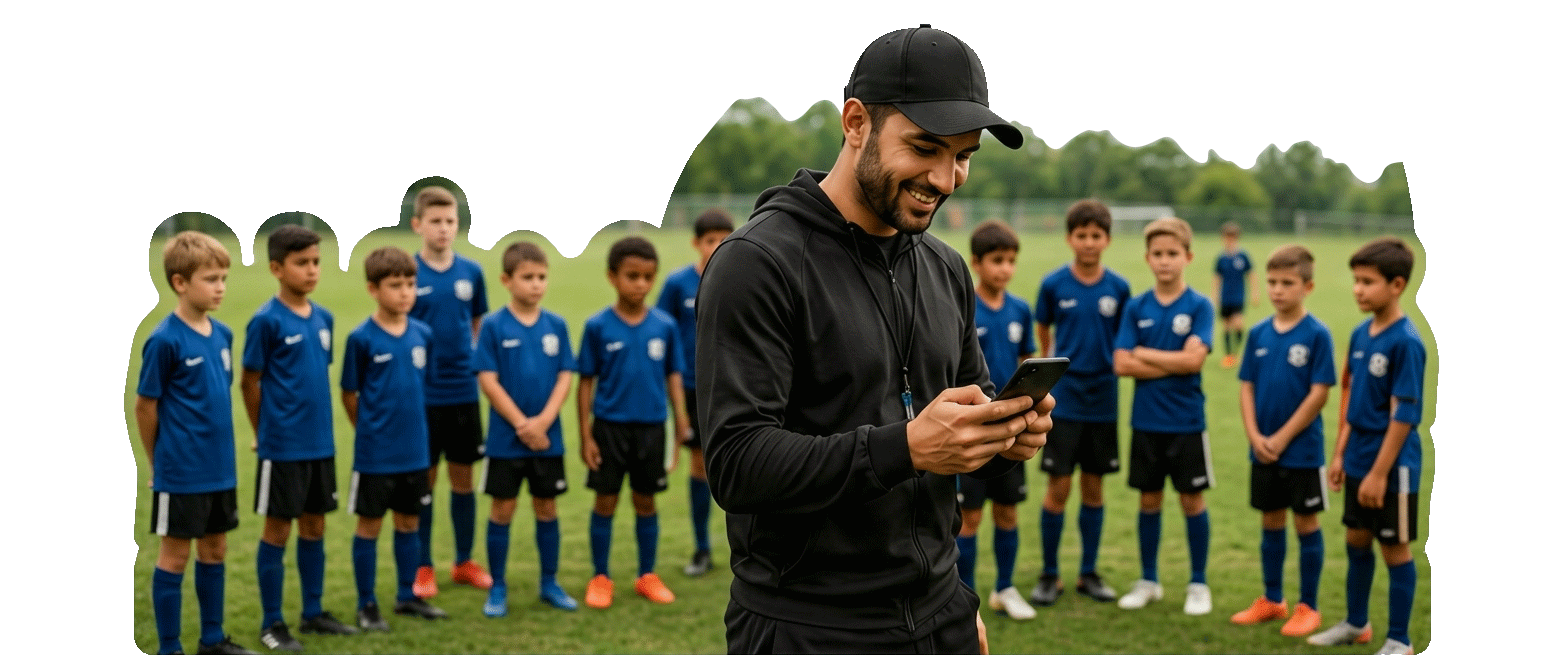 YouthNet Coach mobile app interface showing digital attendance roster and schedule manager