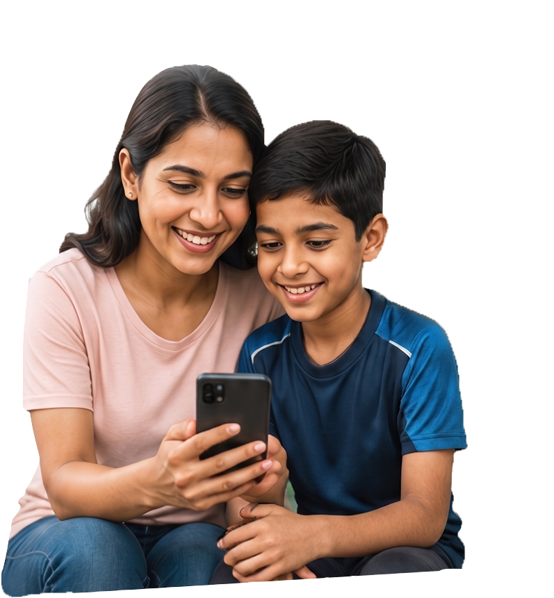 YouthNet Parent Hub Mobile Application mockup showing family registration ecosystem and parent interface